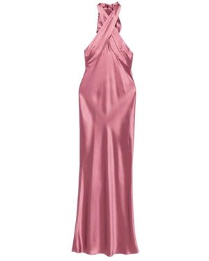 retroféte Rosa Satin Halterneck Kleid - Pink