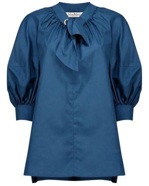 Max Mara Overhemden ,Blauw ,Katoen Poplin Blouse
