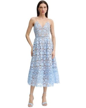 Silvian Heach Kleedjes ,Blauw ,Floral Lace V-Neck Dress