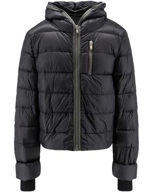Rick Owens Jassen ,Zwart ,Leer Gimp Capuchon Jas