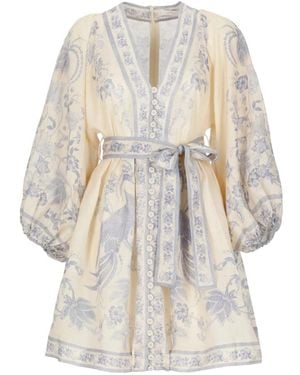 Zimmermann Kleedjes ,Veelkleurig ,Katoen Indra Plunge Mini Jurk - Wit