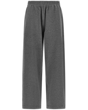 Brunello Cucinelli Broeken ,Grijs ,Katoen Wijde Broek