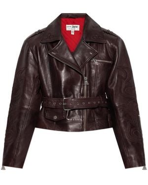 Gestuz Jassen ,Rood ,Leer Ken Biker Jacket - Bruin