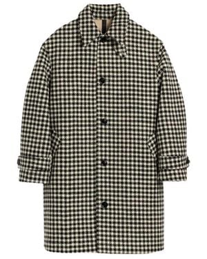 Ami Paris Jassen ,Zwart ,Wol Wollen Jas Met Houndstooth-Motief