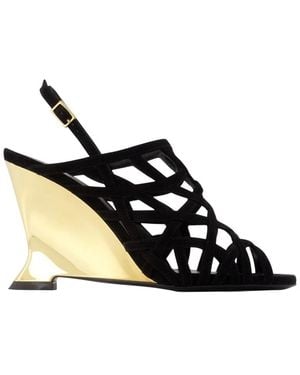 Balmain Keilabsatz-Sandalen Mit Käfigdesign - Schwarz