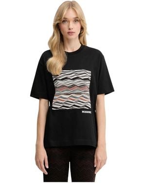 Missoni T-Shirt Met Golfpatroon En Box-Applicatie - Zwart