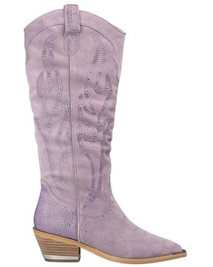 Alma En Pena. Stivali cowboy dettaglio fiamma - Viola