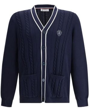 Brunello Cucinelli Strickjacke Mit V-Ausschnitt Und Knopfleiste - Blau