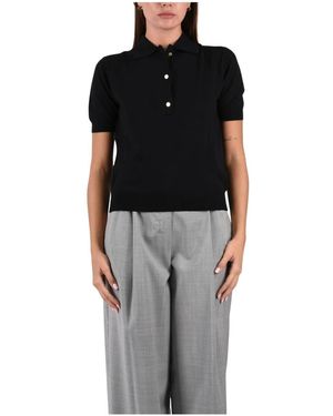 Max Mara Truien & Vesten ,Zwart ,Katoen Polo Met Korte Mouwen