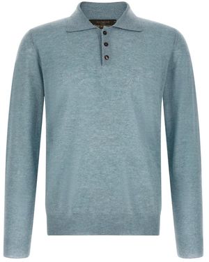 Zanone Truien & Vesten ,Blauw ,Kasjmier Polo Met Lange Mouwen