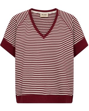 Mos Mosh Mmholt V-Ss Stripe Sweatshirt - Rood