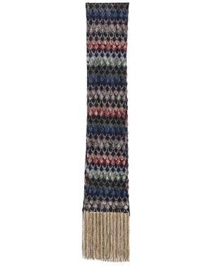Missoni Zigzag Fransen-Schal - Blau
