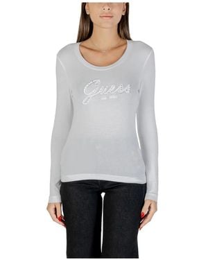 Guess Glitzernder Rhinestone Langarm T-Shirt - Grau