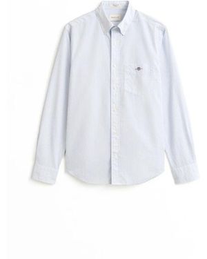 GANT Overhemden ,Blauw ,Katoen Klassiek Regular Gestreept Poplin Overhemd