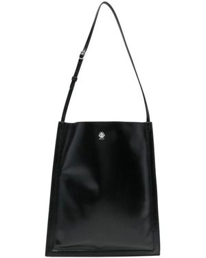Bally Schwarze Schultertasche Mit Geprägtem Logo