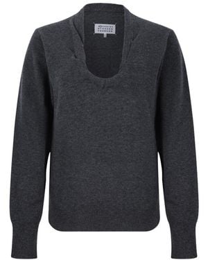 Maison Margiela V-Neck Knitwear - Blue