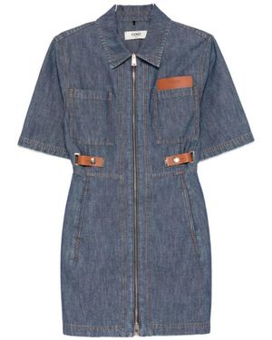 Fendi Chambray Short Dress - Blauw