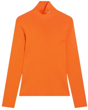 Loewe Viskose-Mischung Rollkragen-Top - Orange