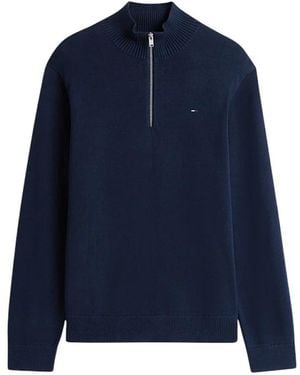 Tommy Hilfiger Flag Quarter-Zip Slim Jumper - Blauw