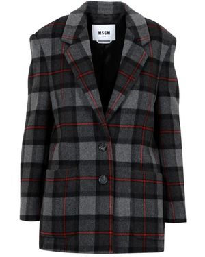 MSGM Tartan wollmischung blazer - Schwarz