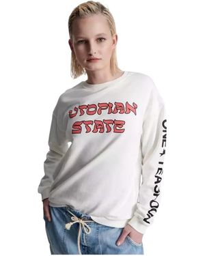 One Teaspoon Sudadera Blanca Utopian State Oversized, Mujer, Talla - Blanco