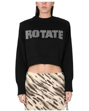 ROTATE BIRGER CHRISTENSEN Hoodies & Sweatvesten ,Zwart ,Wol Fijne Gebreide Trui Met Strass Logo