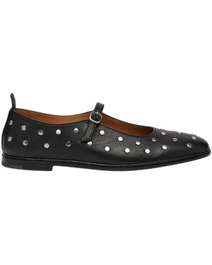 Elia Maurizi Schwarze Leder Mary Jane Ballerina Flats
