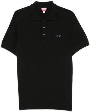 KENZO Tops ,Zwart ,Katoen Signature Geborduurd Slim Polo