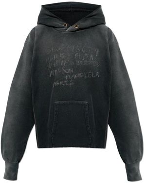 Maison Margiela Hoodies & Sweatvesten ,Grijs ,Katoen Geborduurde Sweater - Zwart
