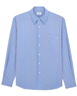 Saint Laurent Gestreepte Katoenen Popeline Overhemd - Blauw