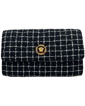 Versace Medusa Grid Tweed Clutch - Schwarz