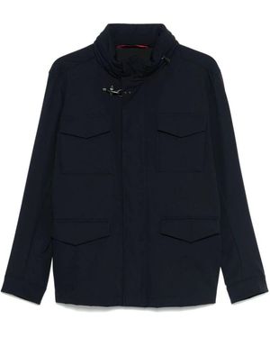 Fay Blaue jacke mit versteckter kapuze,blaue field jacket mit reißverschluss