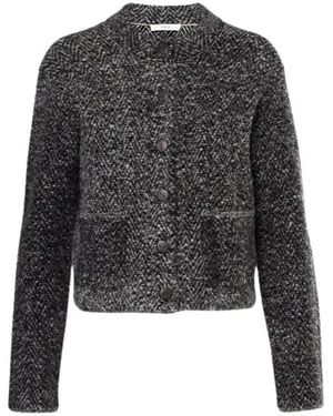 Vince Truien & Vesten ,Zwart ,Wol Herringbone Wollen Cardigan Jas