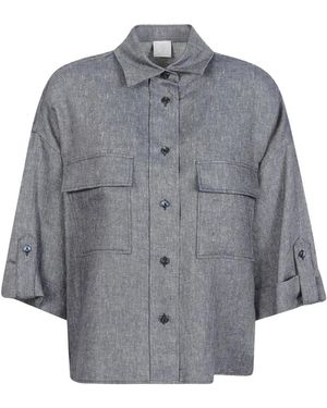 Eleventy Hemden Blauw - Grijs