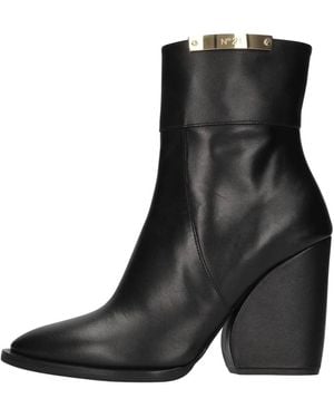 N°21 Schoenen ,Zwart ,Leer Leren Enkellaarzen
