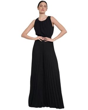 Kaos Georgette Geplooide Jumpsuit - Zwart