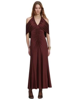 Self-Portrait Maxi Jurk Met Halternek En Ruches - Rood
