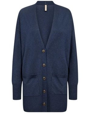 Soya Concept Blauer V-Ausschnitt Langer Weste