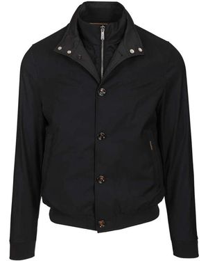 Moorer Jassen ,Blauw ,Double-Collar Bomber Jacket - Zwart