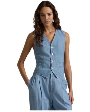 Polo Ralph Lauren Jassen ,Blauw ,Katoen Chambray Katoenen Gilet