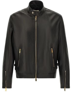 Versace Leather Jackets - Negro