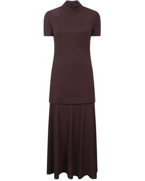 Jil Sander Vloeiende Viscose Jurk Met Hoge Hals - Paars