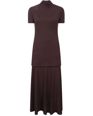 Jil Sander Vloeiende Viscose Jurk Met Hoge Hals - Paars