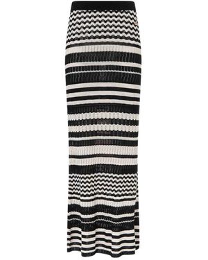 Akep Long Striped Knit Skirt - Schwarz