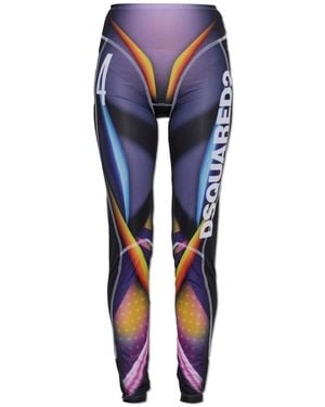 DSquared² Broeken ,Veelkleurig ,Logo Leggings - Blauw