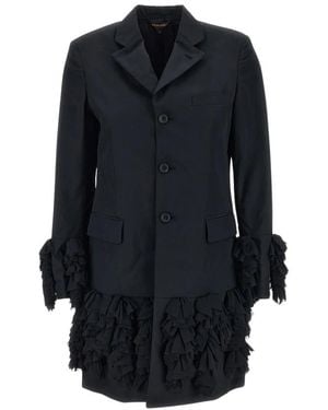 Comme des Garçons Jassen ,Zwart ,Leer Enkelknoops Jas - Blauw