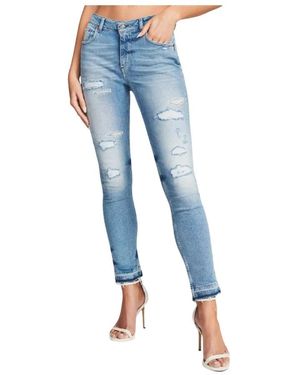SER.O.YA Blauwe High-Waisted Jeans Met Distressed Voorkant En Rock'N'Roll Splitten