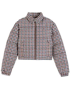 Tommy Hilfiger Cropped Check Puffer Jacket - Paars