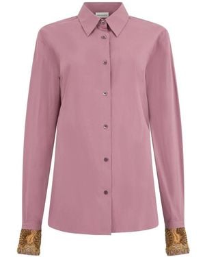 Dries Van Noten Besticktes Baumwollpopeline-Hemd - Pink