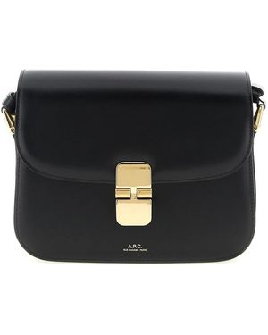 A.P.C. Tassen ,Zwart ,Leer Leren Zadel Tas Met Gouden Sluiting